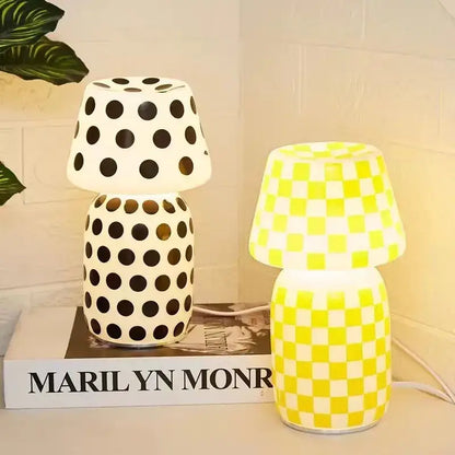 Minimalist white mushroom glass table lamp bedroom night light