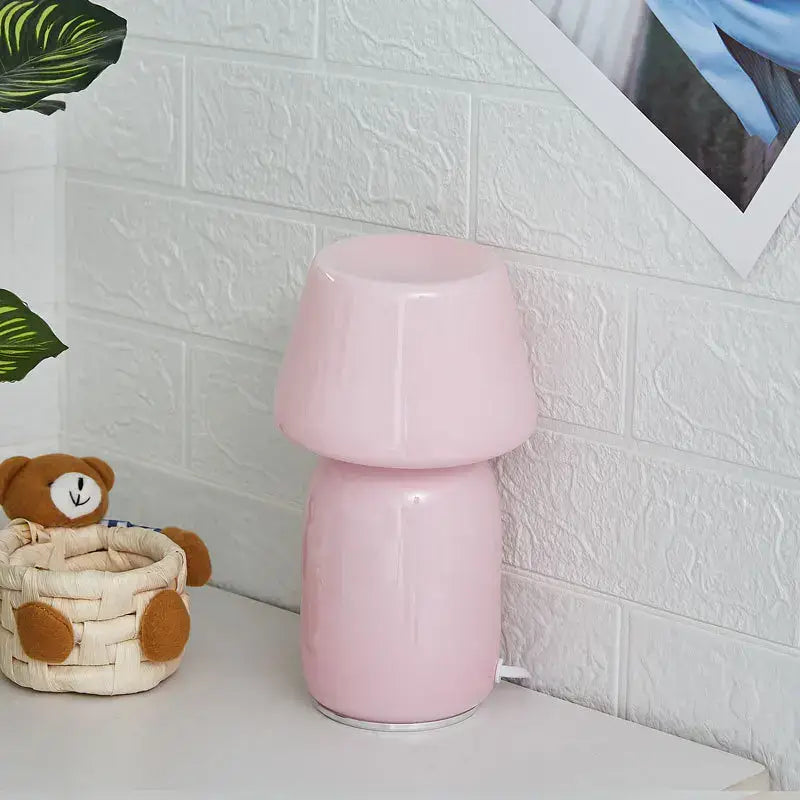 Minimalist white mushroom glass table lamp bedroom night light