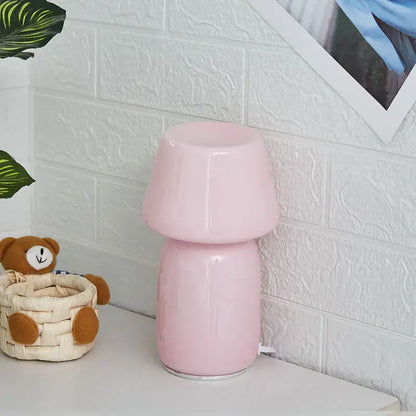 Minimalist white mushroom glass table lamp bedroom night light