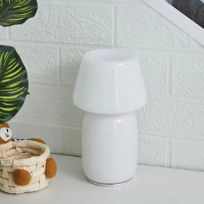 Minimalist white mushroom glass table lamp bedroom night light