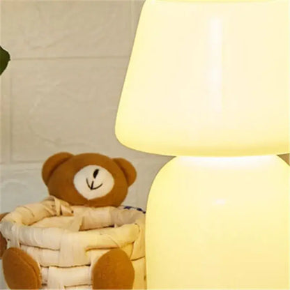 Minimalist white mushroom glass table lamp bedroom night light