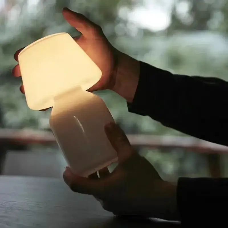 Minimalist white mushroom glass table lamp bedroom night light