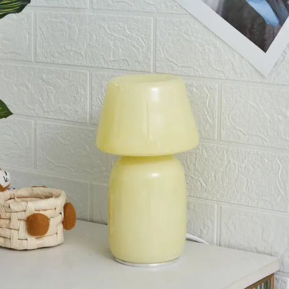 Minimalist white mushroom glass table lamp bedroom night light