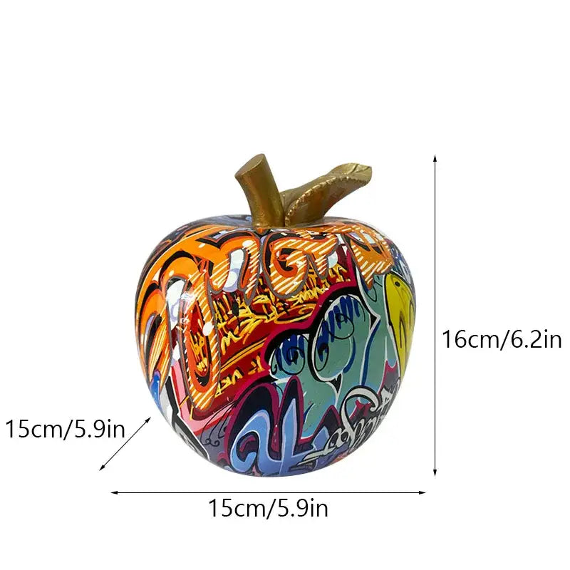 Graffiti art apple figurines art ornament living room decor