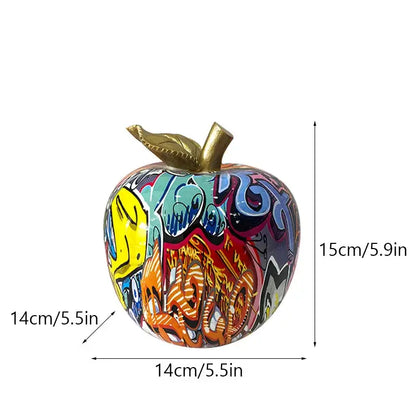 Graffiti art apple figurines art ornament living room decor