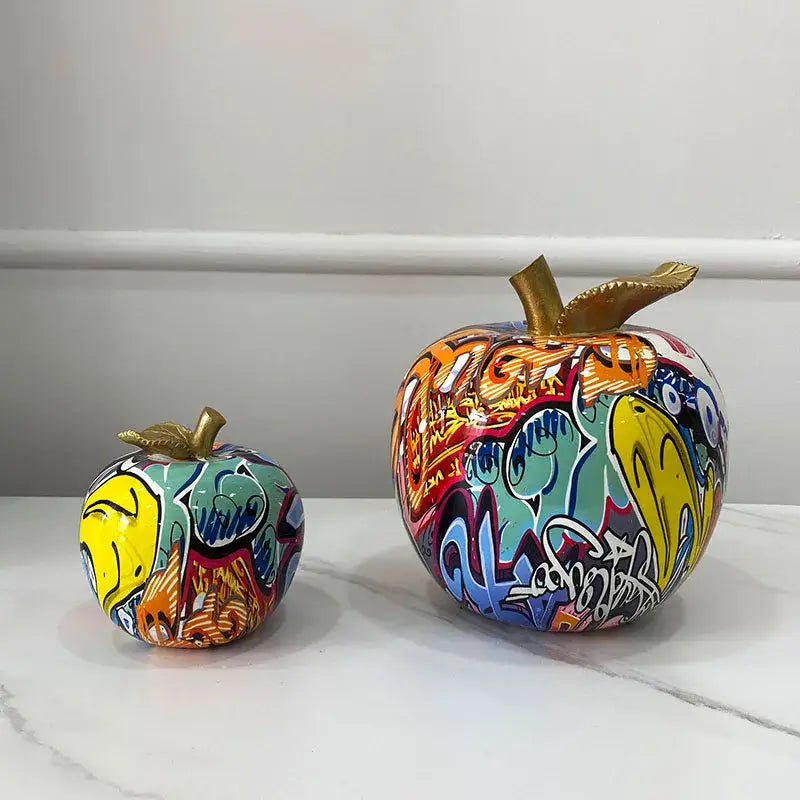 Graffiti art apple figurines art ornament living room decor