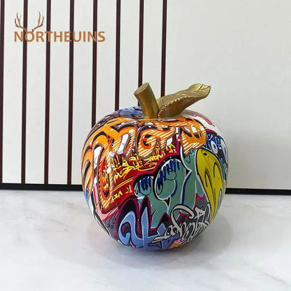 Graffiti art apple figurines art ornament living room decor
