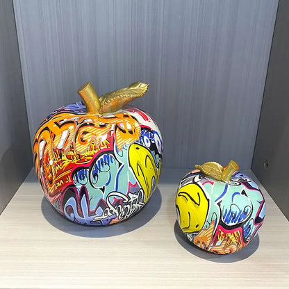 Graffiti art apple figurines art ornament living room decor
