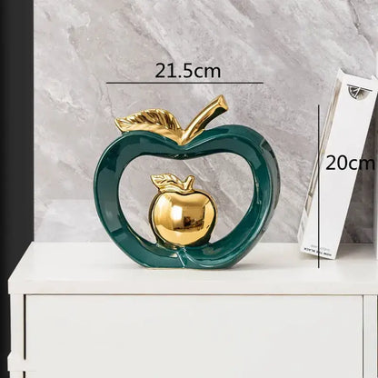Teal & gold apple hollow candy jar dining room decor