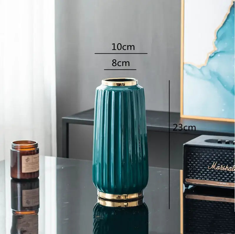 Teal & gold apple hollow candy jar dining room decor