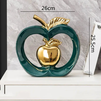 Teal & gold apple hollow candy jar dining room decor