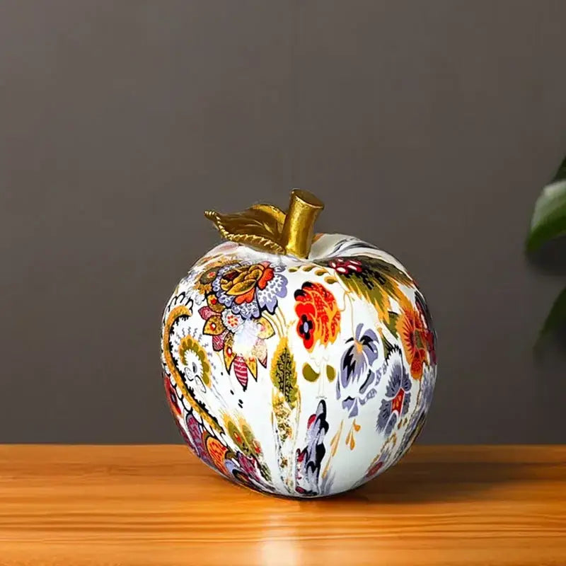Modern patterned glossy apple resin figure living room decor