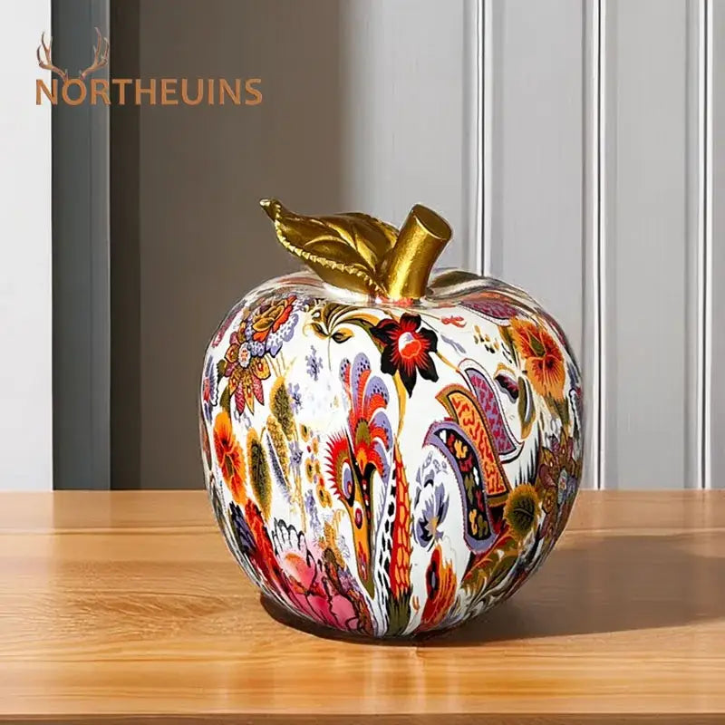 Modern patterned glossy apple resin figure living room decor