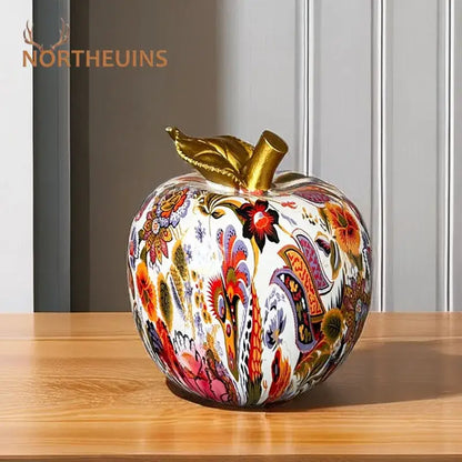 Modern patterned glossy apple resin figure living room decor