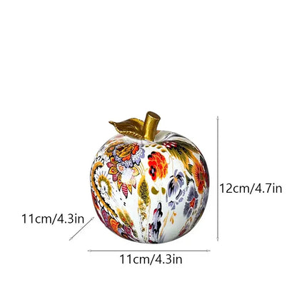 Modern patterned glossy apple resin figure living room decor