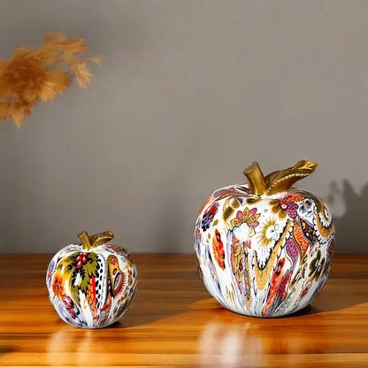 Modern patterned glossy apple resin figure living room decor