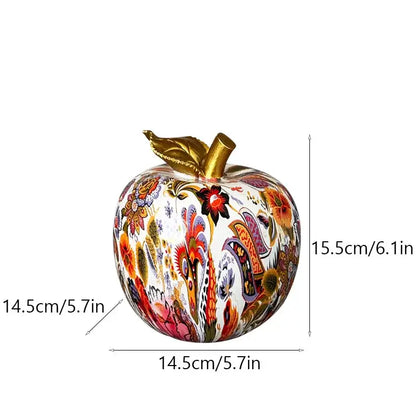 Modern patterned glossy apple resin figure living room decor