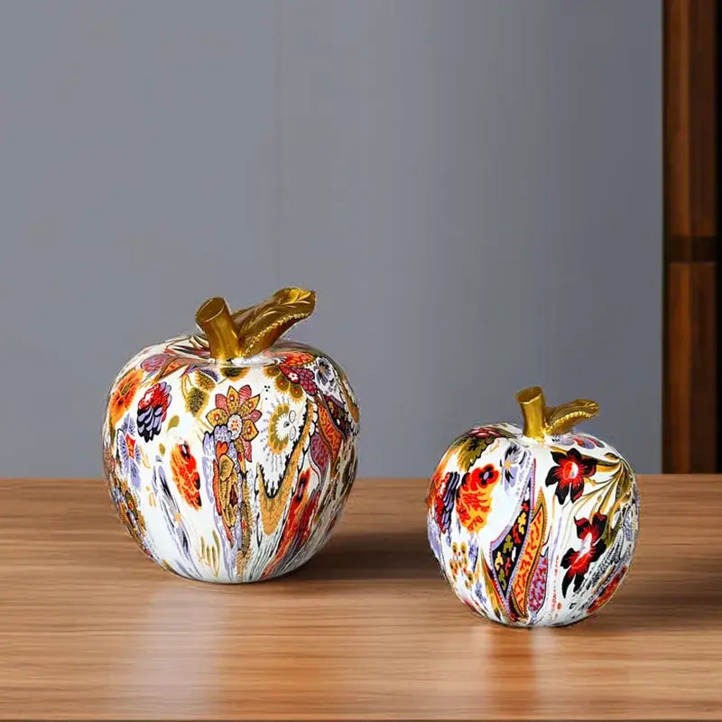 Modern patterned glossy apple resin figure living room decor