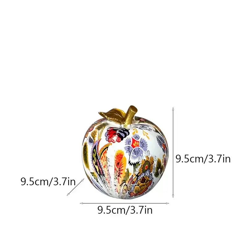 Modern patterned glossy apple resin figure living room decor