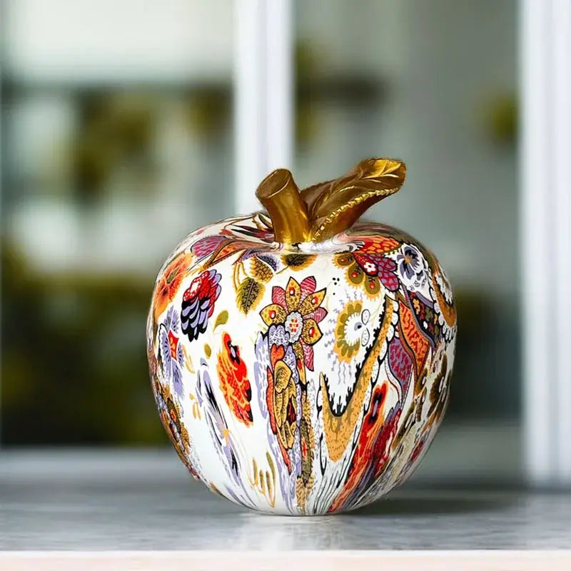 Modern patterned glossy apple resin figure living room decor