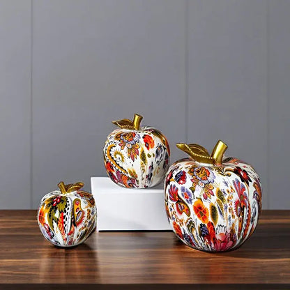 Modern patterned glossy apple resin figure living room decor