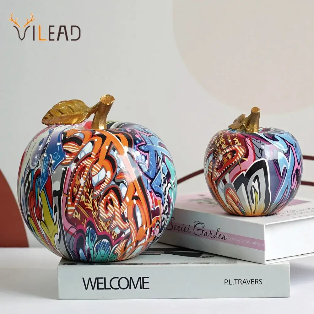 Graffiti pop art apple sculpture resin ornament living room decor