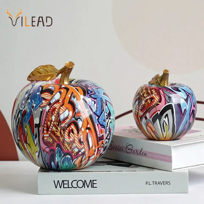 Graffiti pop art apple sculpture resin ornament living room decor