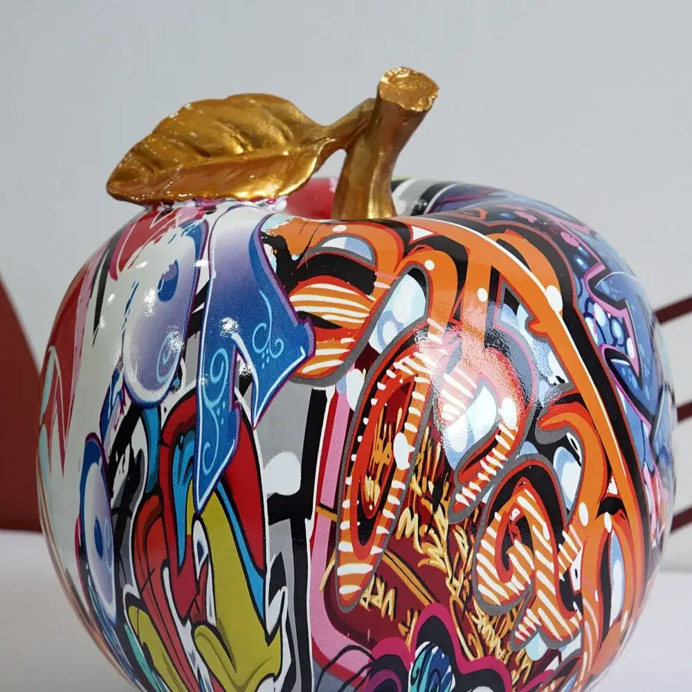 Graffiti pop art apple sculpture resin ornament living room decor