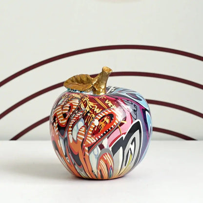 Graffiti pop art apple sculpture resin ornament living room decor