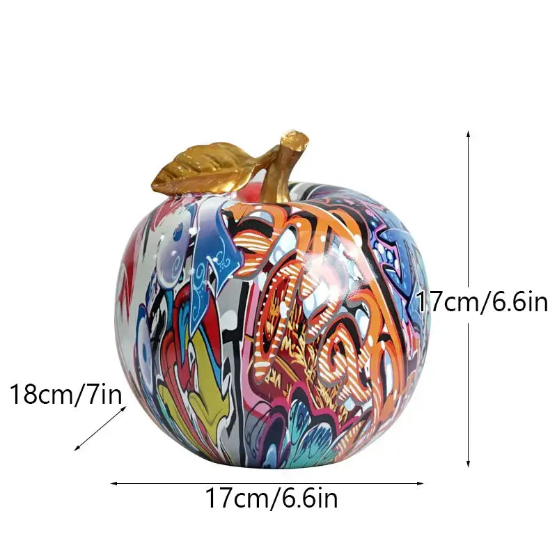 Graffiti pop art apple sculpture resin ornament living room decor