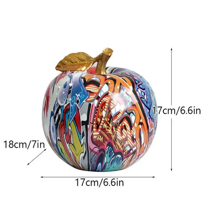 Graffiti pop art apple sculpture resin ornament living room decor