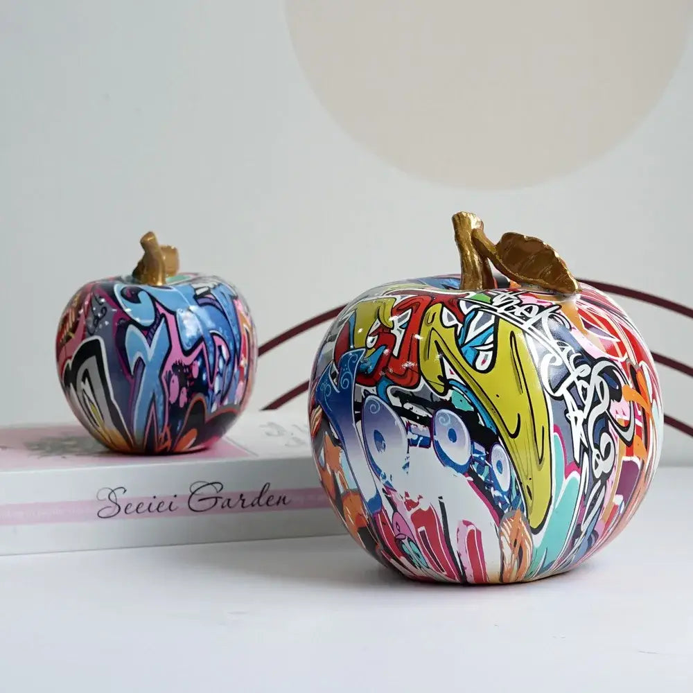 Graffiti pop art apple sculpture resin ornament living room decor
