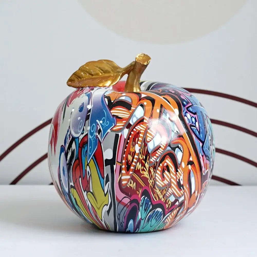 Graffiti pop art apple sculpture resin ornament living room decor