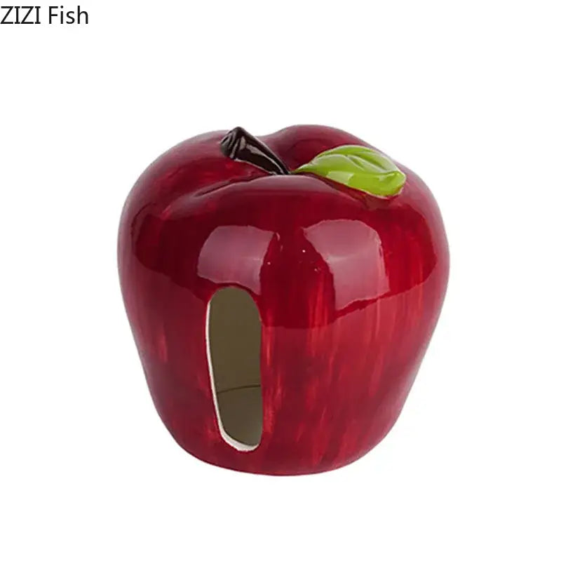 Glossy red apple shape ceramic tissue box living room decor