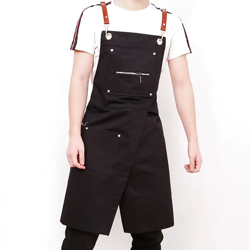 Personalized korean fashion black canvas apron kitchen uniform