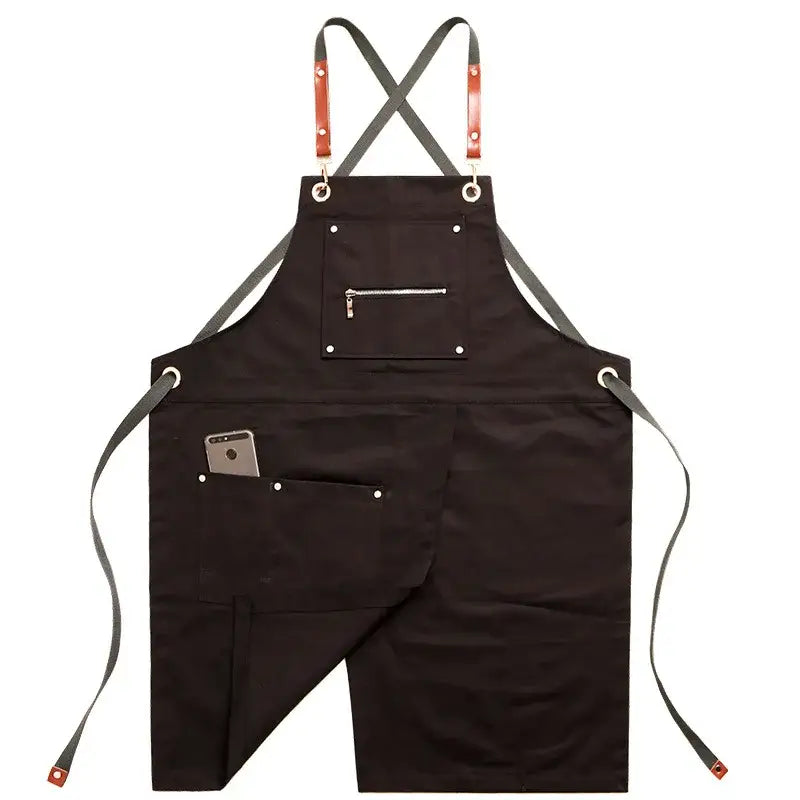 Personalized korean fashion black canvas apron kitchen uniform