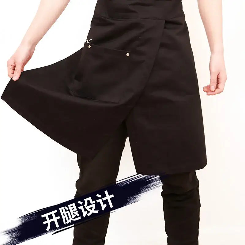 Personalized korean fashion black canvas apron kitchen uniform