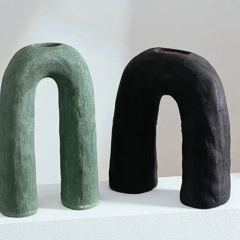 Abstract geometric arc ceramic vase set living room decor