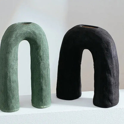 Abstract geometric arc ceramic vase set living room decor