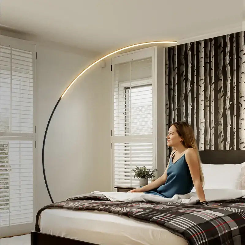 Modern black rgb arc floor lamp for living room led lighting