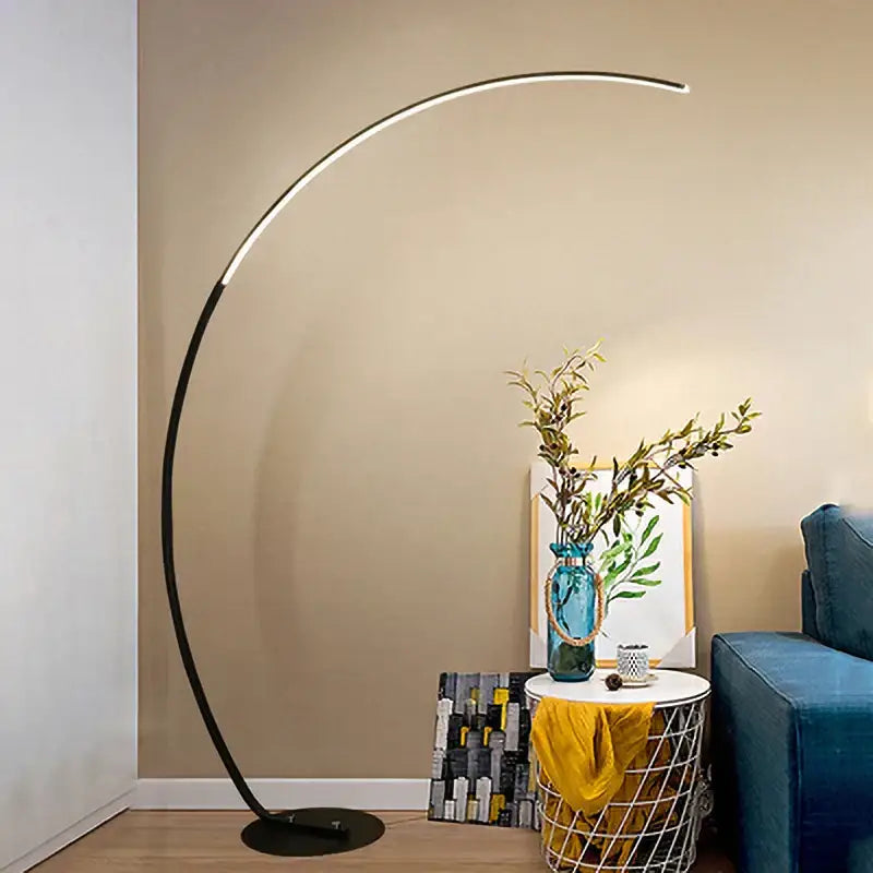 Modern black arc led floor lamp – living room minimalist light