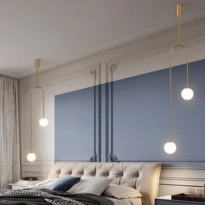 Modern gold arc line chandelier living room pendant light