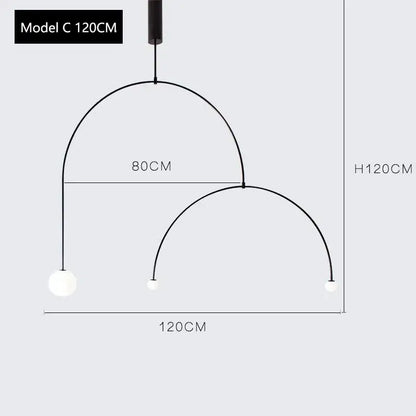Modern gold arc line chandelier living room pendant light