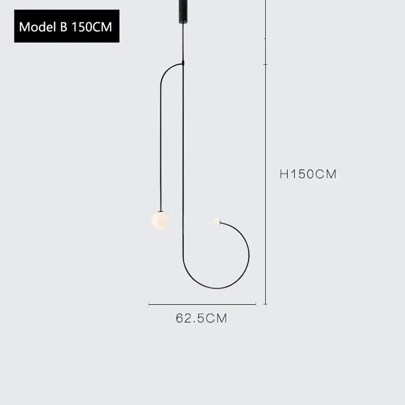 Modern gold arc line chandelier living room pendant light
