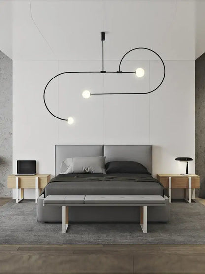 Modern gold arc line chandelier living room pendant light