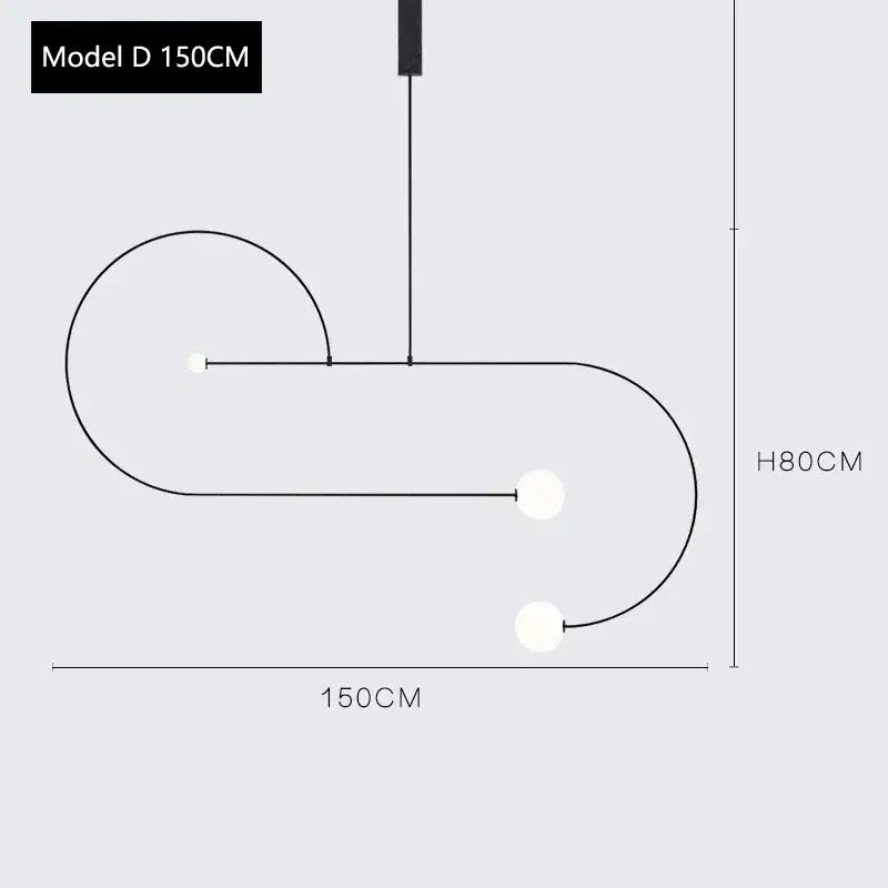 Modern gold arc line chandelier living room pendant light