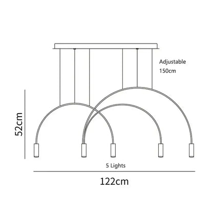 Modern black & gold arc pendant light chandelier – kitchen island