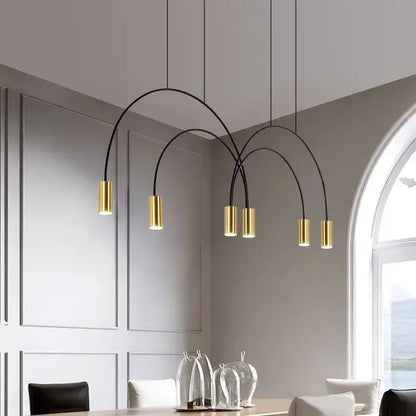 Modern black & gold arc pendant light chandelier – kitchen island