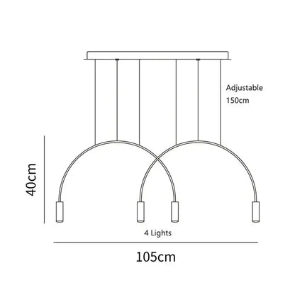 Modern black & gold arc pendant light chandelier – kitchen island