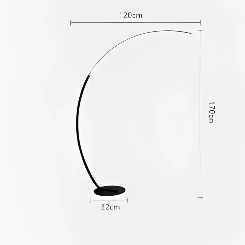 Modern black arc shape led floor lamp for living room with remote